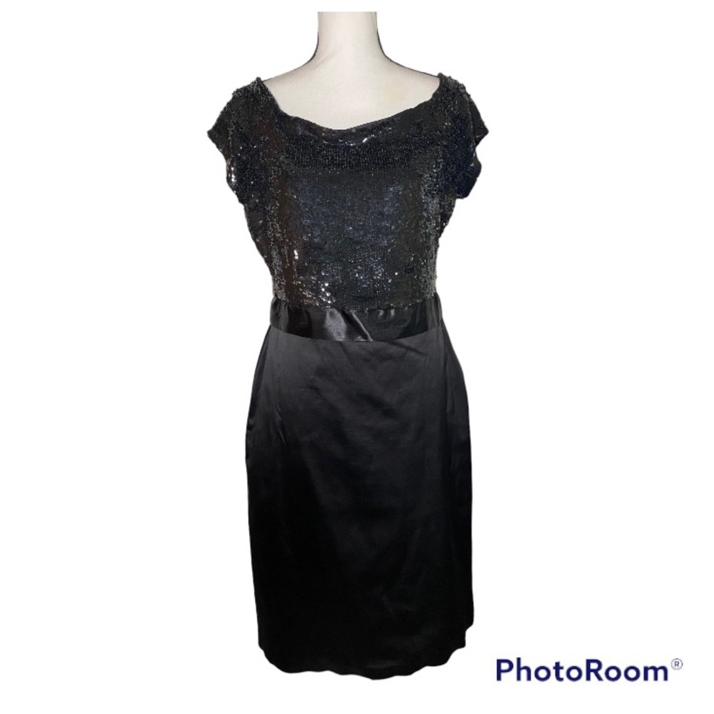Heidi Weisel Black Sequin Silk S/S Dress